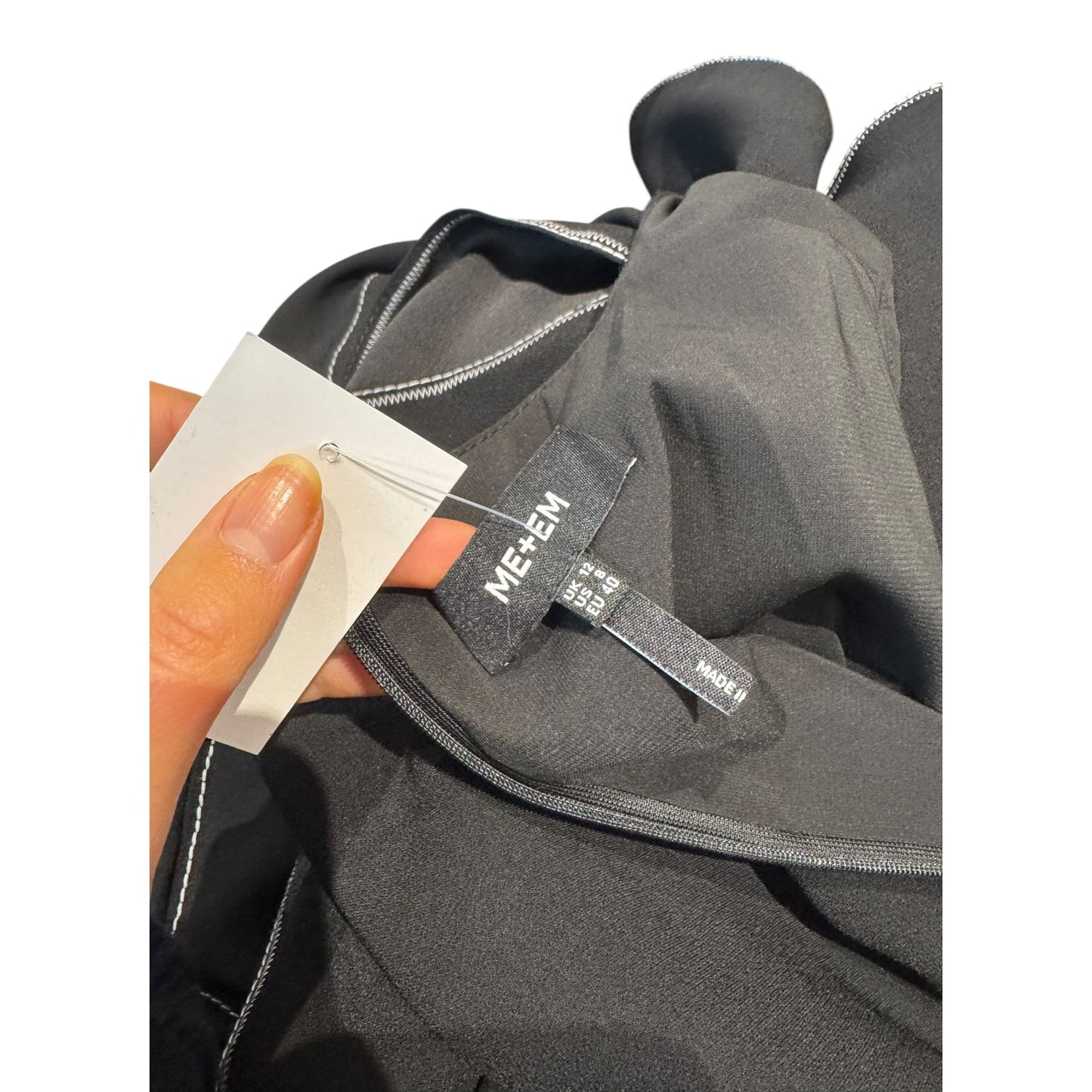 Me + Em Black Round Neck Contrast Stitch Midi Dress - 12