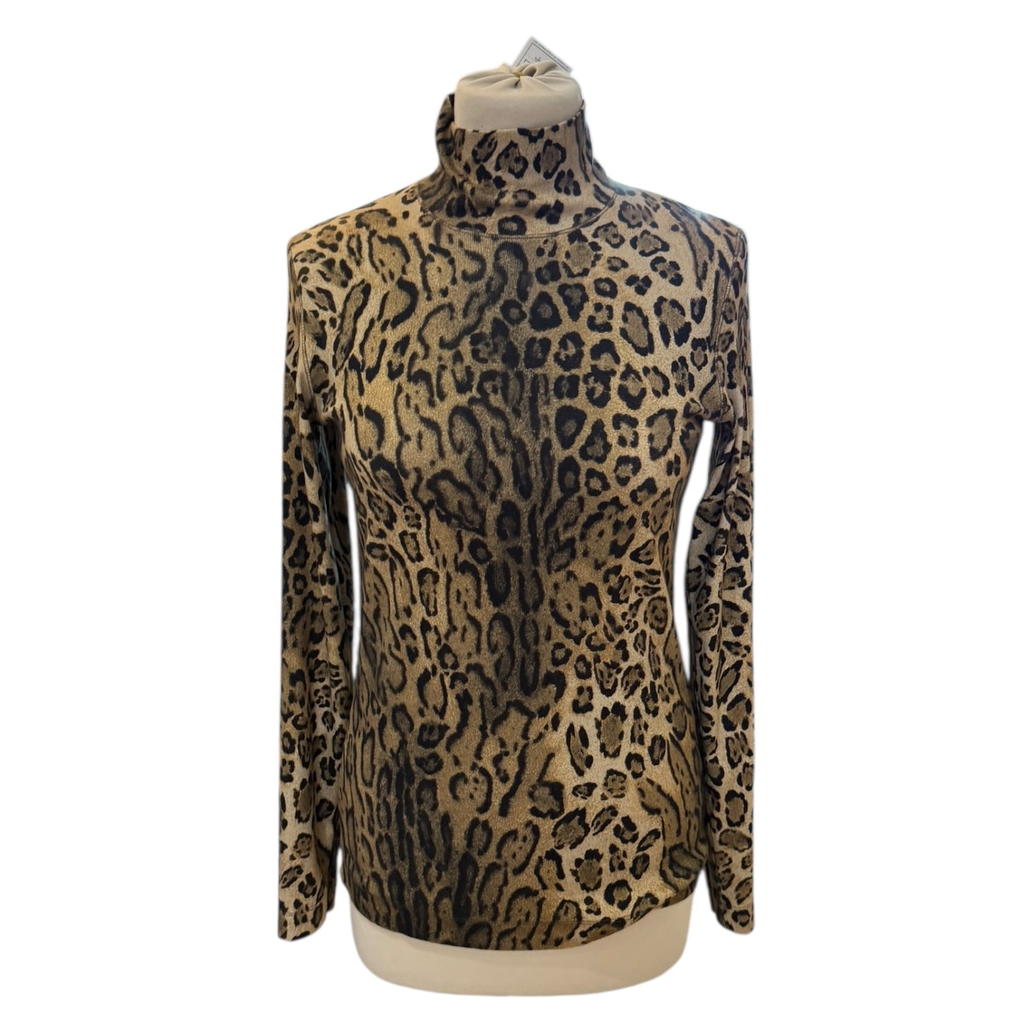 Marc Cain Tan and Black Animal Print Polo Neck Top - 14