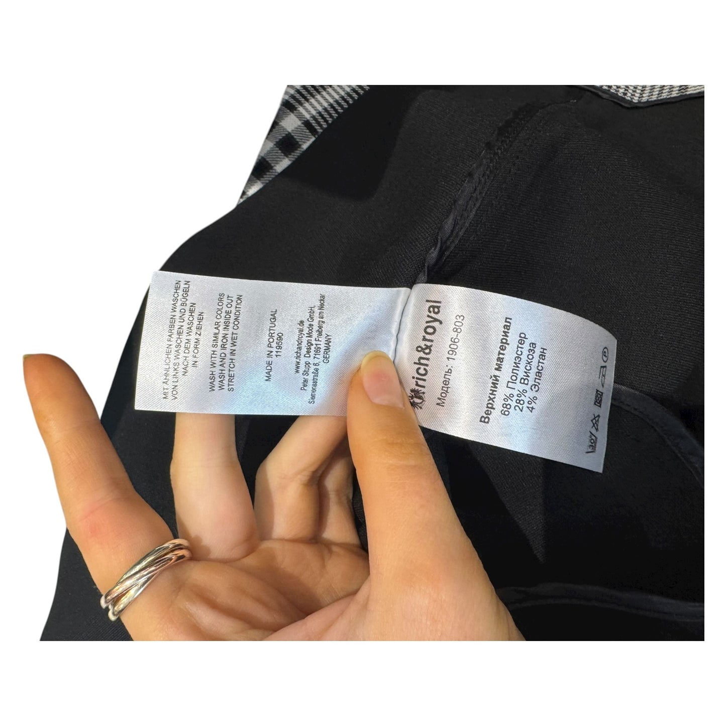 Rich & Royal Black and White Check Embellished Coat - 14