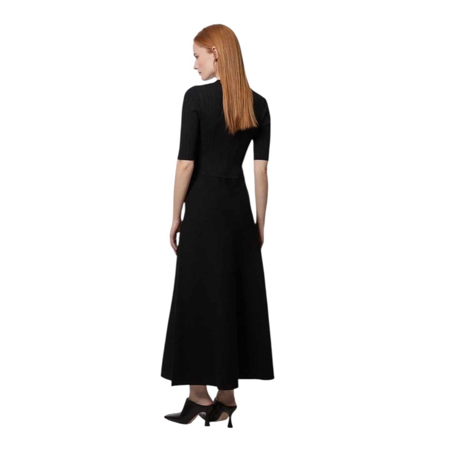 Karen Millen Black Rib Knit Military Trim Maxi Dress - 8/10 - NEW