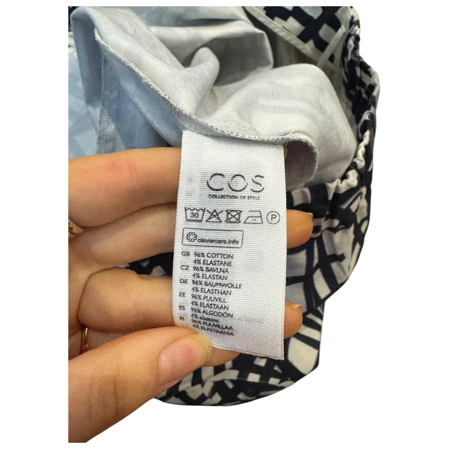 COS Cream and Black Check Cotton Skirt - 12/14