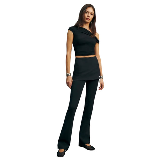 Reformation Black Priya Pants with Skirt Overlay - 10