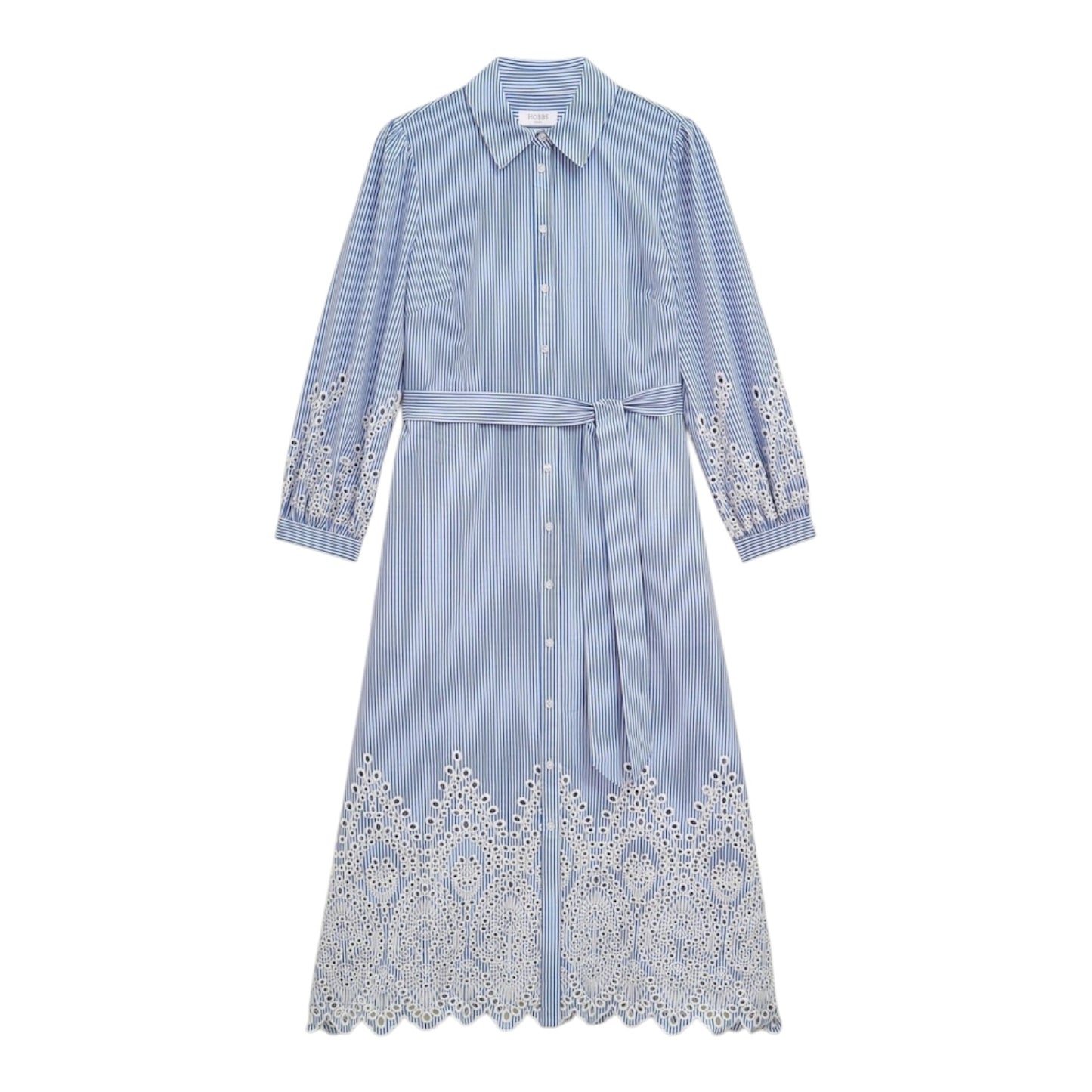 Hobbs Blue Ivory Juliette Cotton Dress - 10