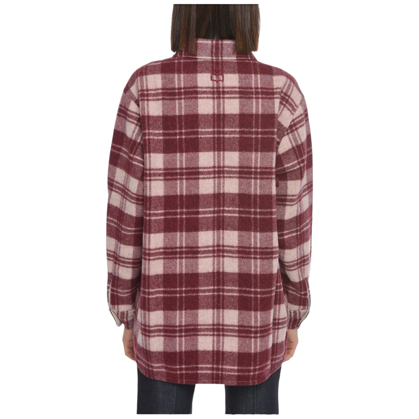Isabel Marant Etoile Burgundy and Cream Plaid Check Wool Blend Faxon Shirt - 12/14