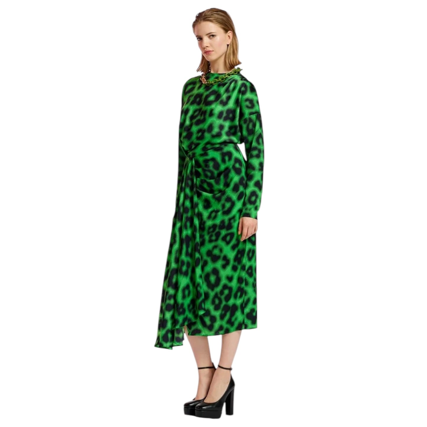 Essentiel Antwerp Green Patterned Dress - 10 - NEW