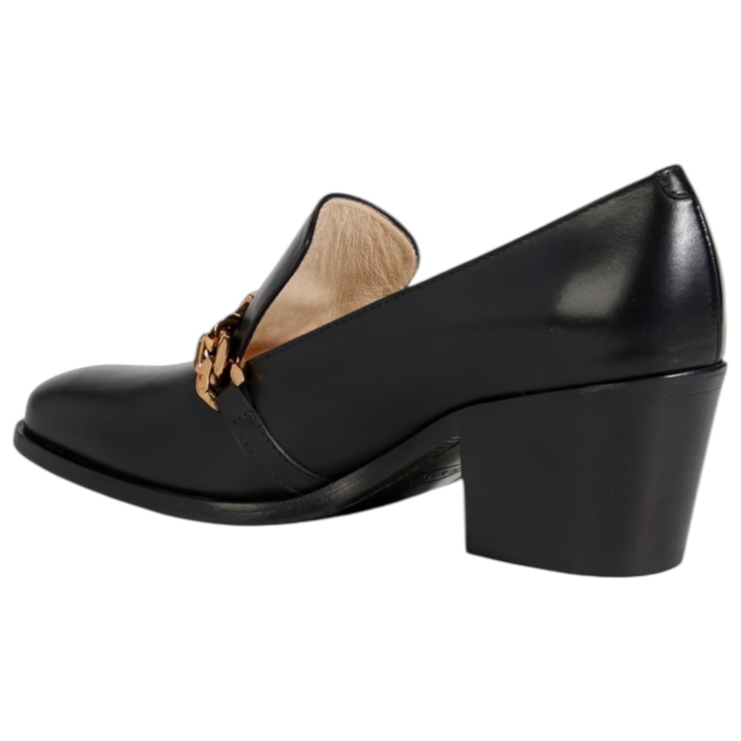 Tod's Black Leather Heeled Pumps with Gold Chain - 38/5