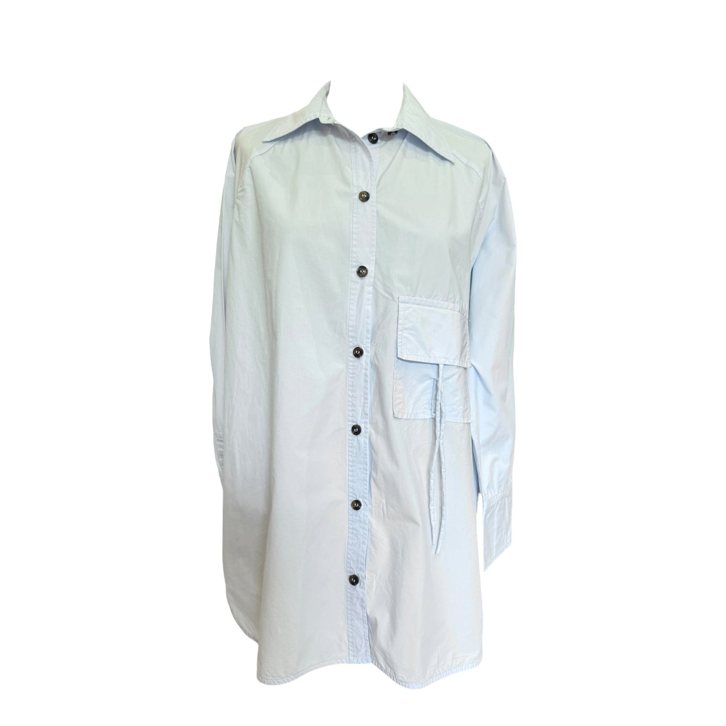 Ganni Blue Oversized Shirt in Cotton Poplin - 12