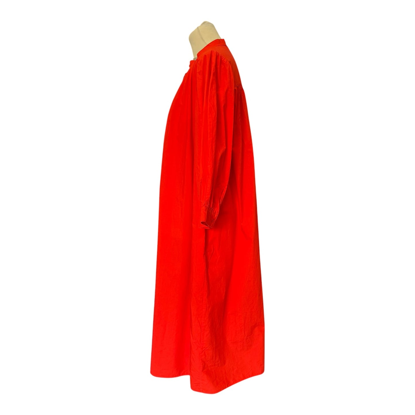 COS Tomato Red Puff-Sleeve Belted Dress - 12/14