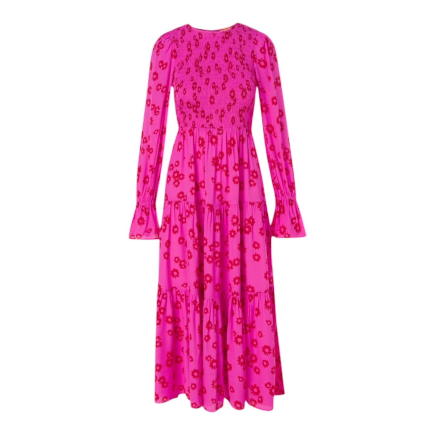 Kitri Petra Pink Daisy Print Shirred Dress - 12