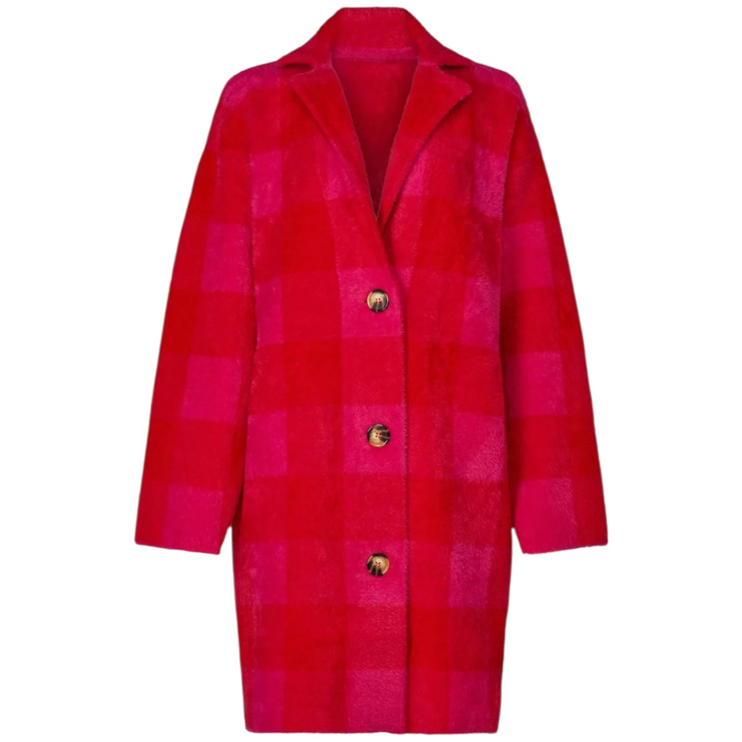 Essentiel Antwerp Pink and Red Wice Check Coat - 12