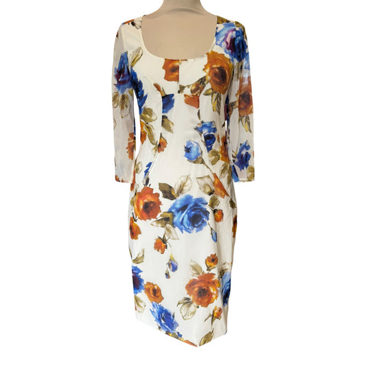 D&G White Silk Blend Floral Dress - 10