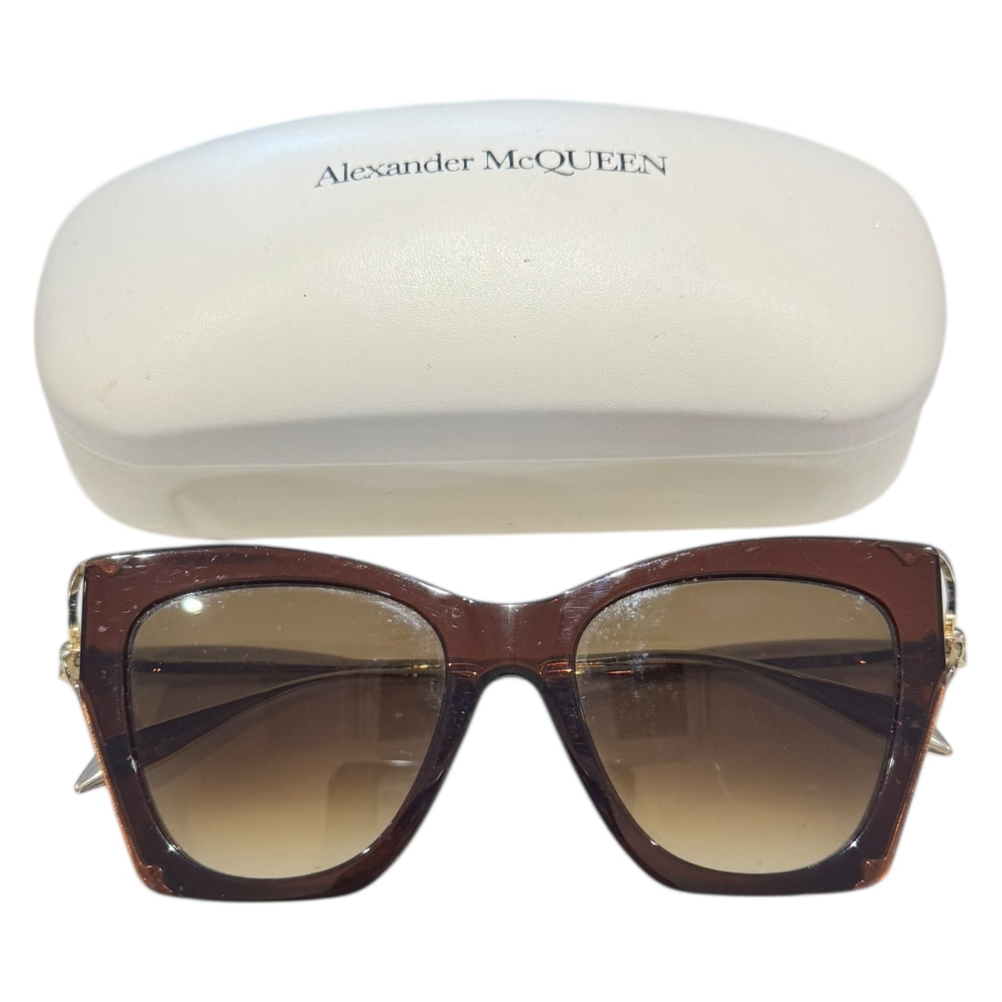 Alexander McQueen Brown and Gold Sunglasses - XL