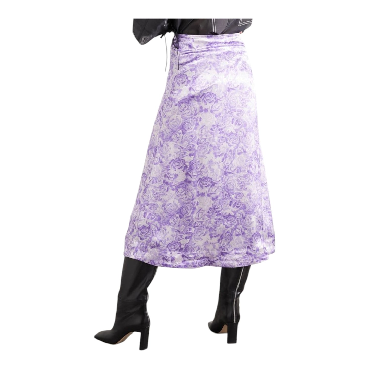 Ganni Purple Floral Midi Skirt - 10