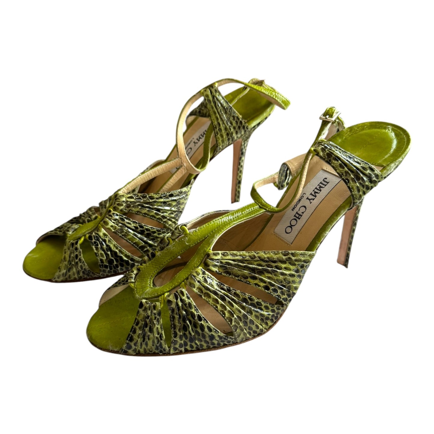 Jimmy Choo Green Snake Print Heels - 39.5 / 6.5