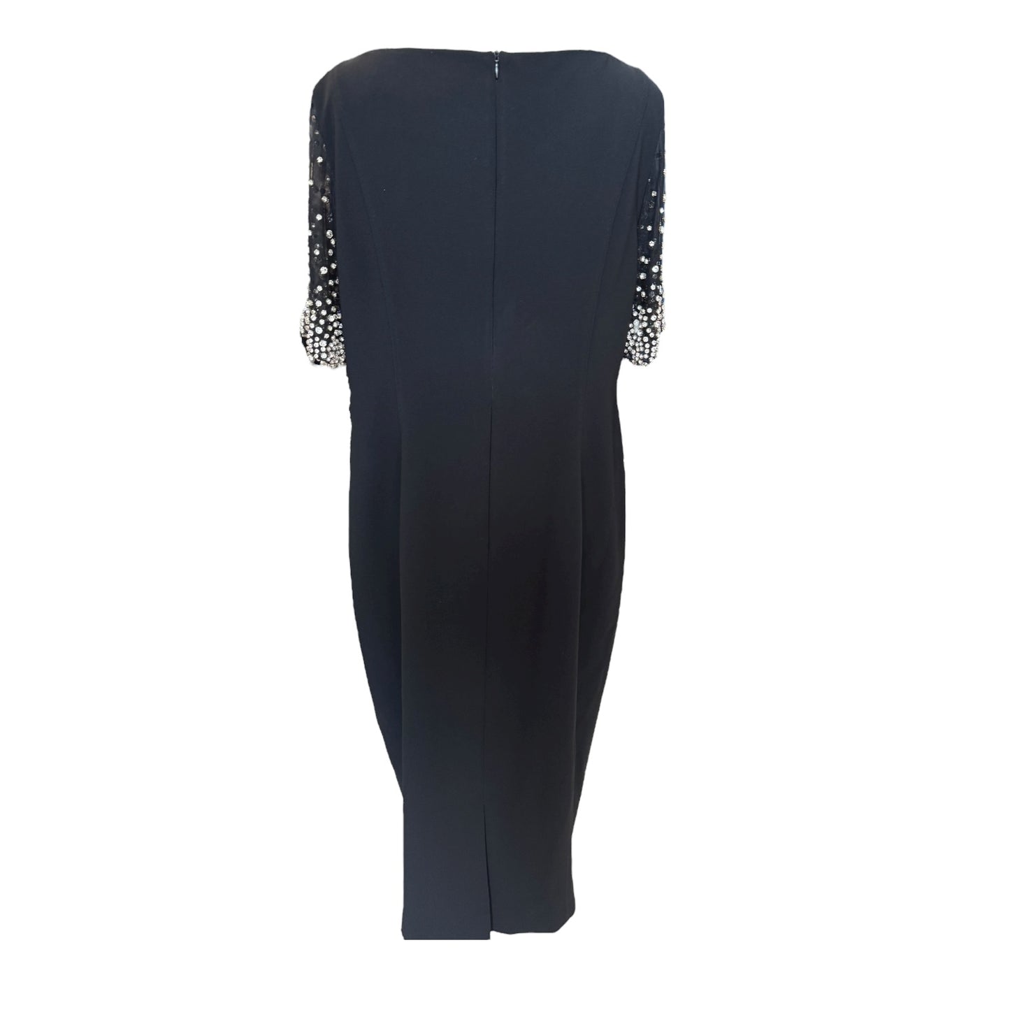 Marina Rinaldi Black Beaded Sleeve Sheath Dress - 16