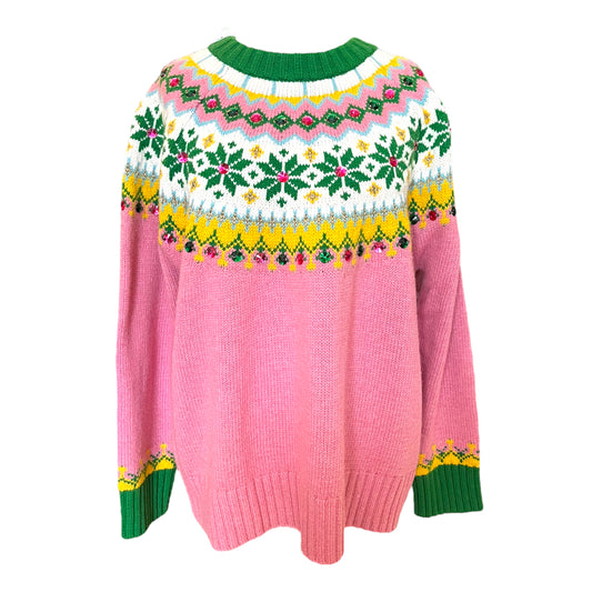 NEW Boden Pink and Green Sparkly Jumper