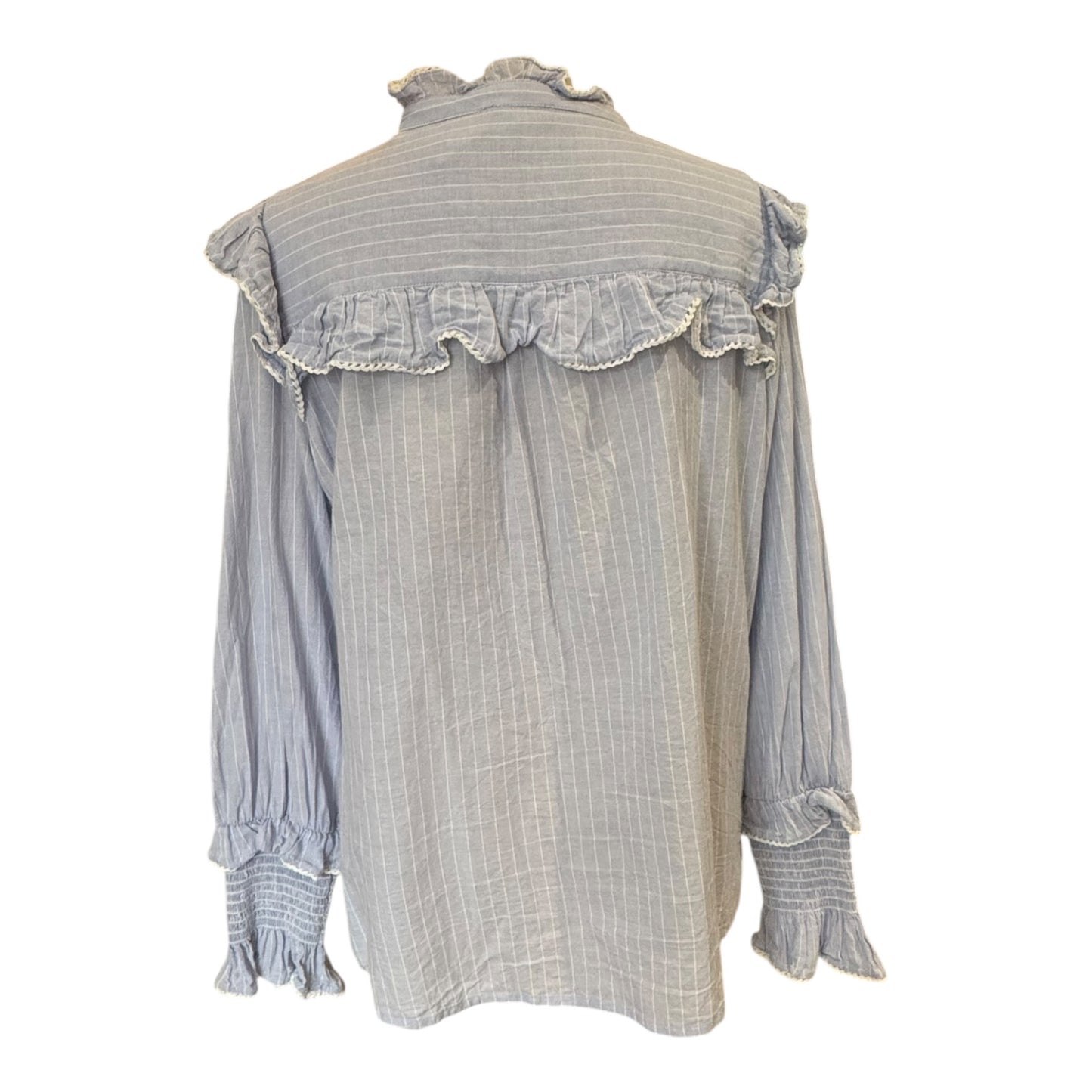 Me + Em Blue Stripe Cotton Voile Shirt - 16