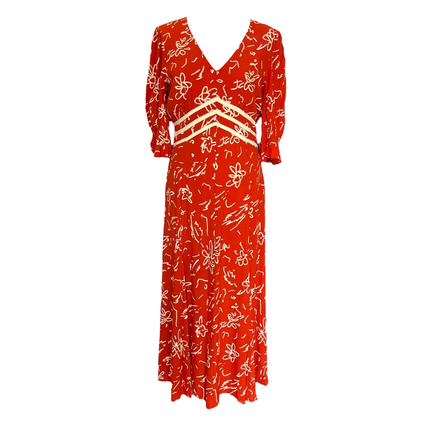 Jigsaw Burnt Orange and Cream Dress - 10