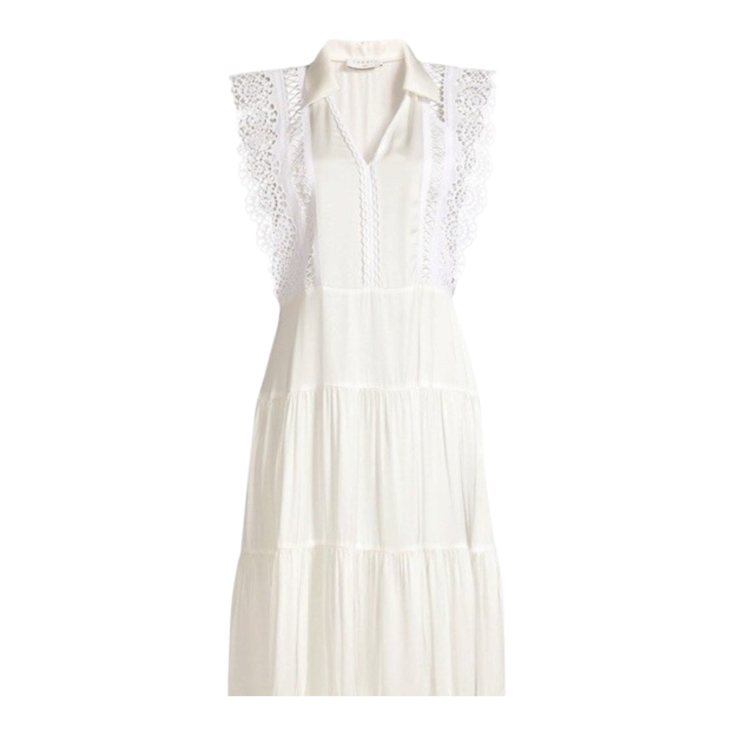 Sandro White Tiered Maxi Dress - 14 - NEW