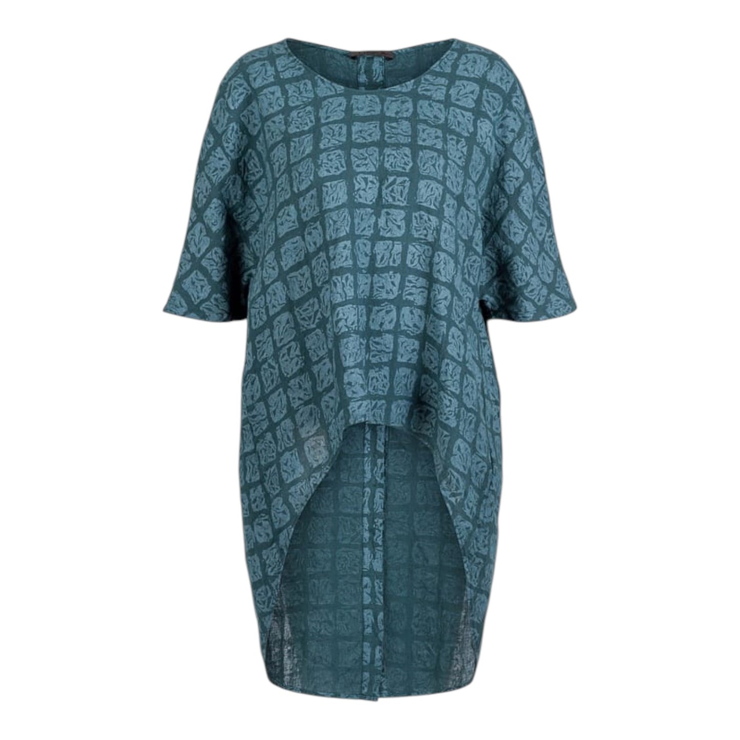 OSKA Teal Green Dip Hem Linen Top - 10/12
