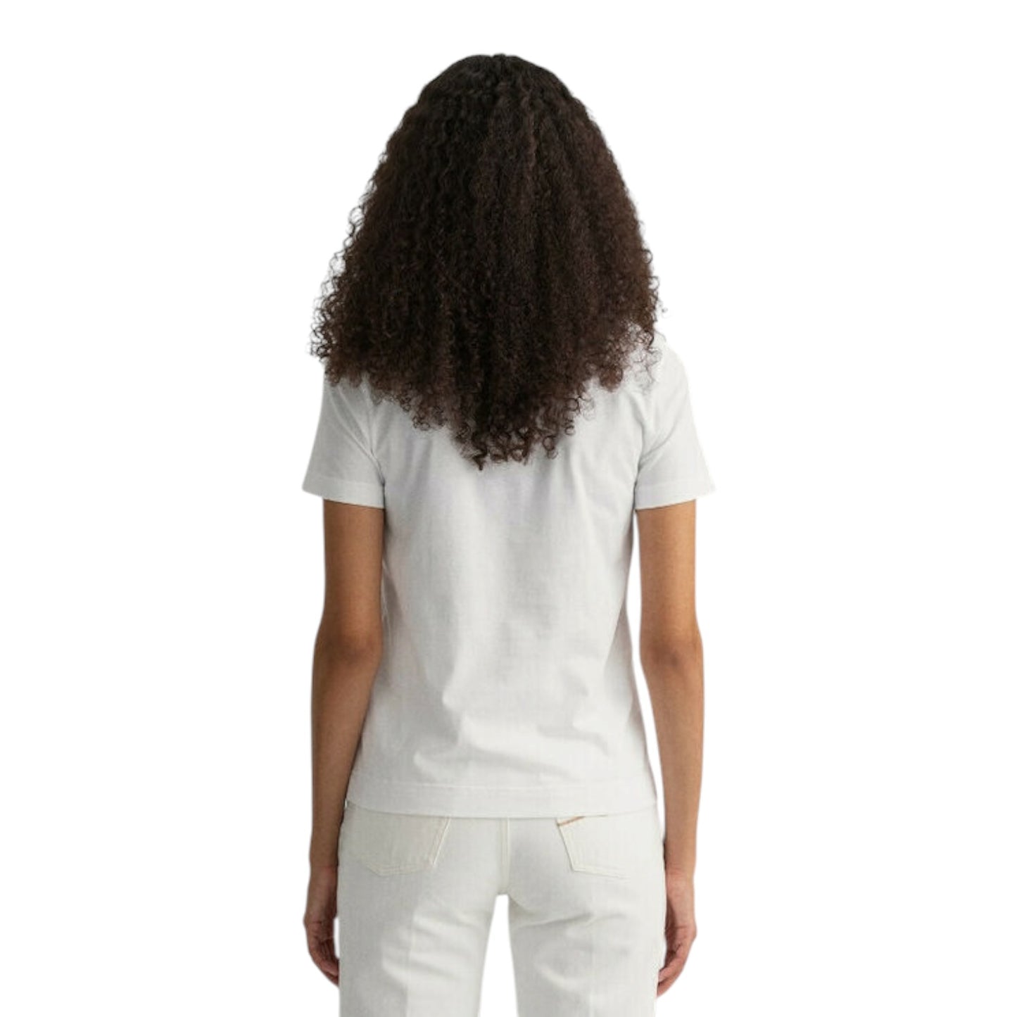 Gant White T Shirt with Gold Logo Embroidery - 12/14