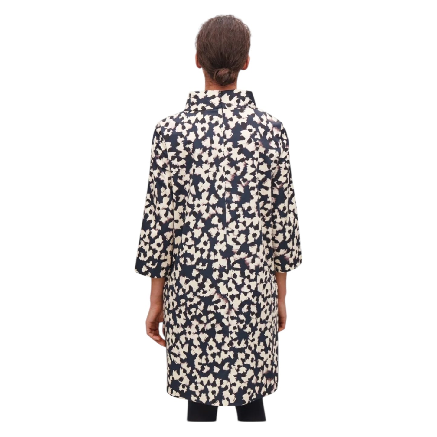 COS Navy Floral Stand Up Collar Dress - 16