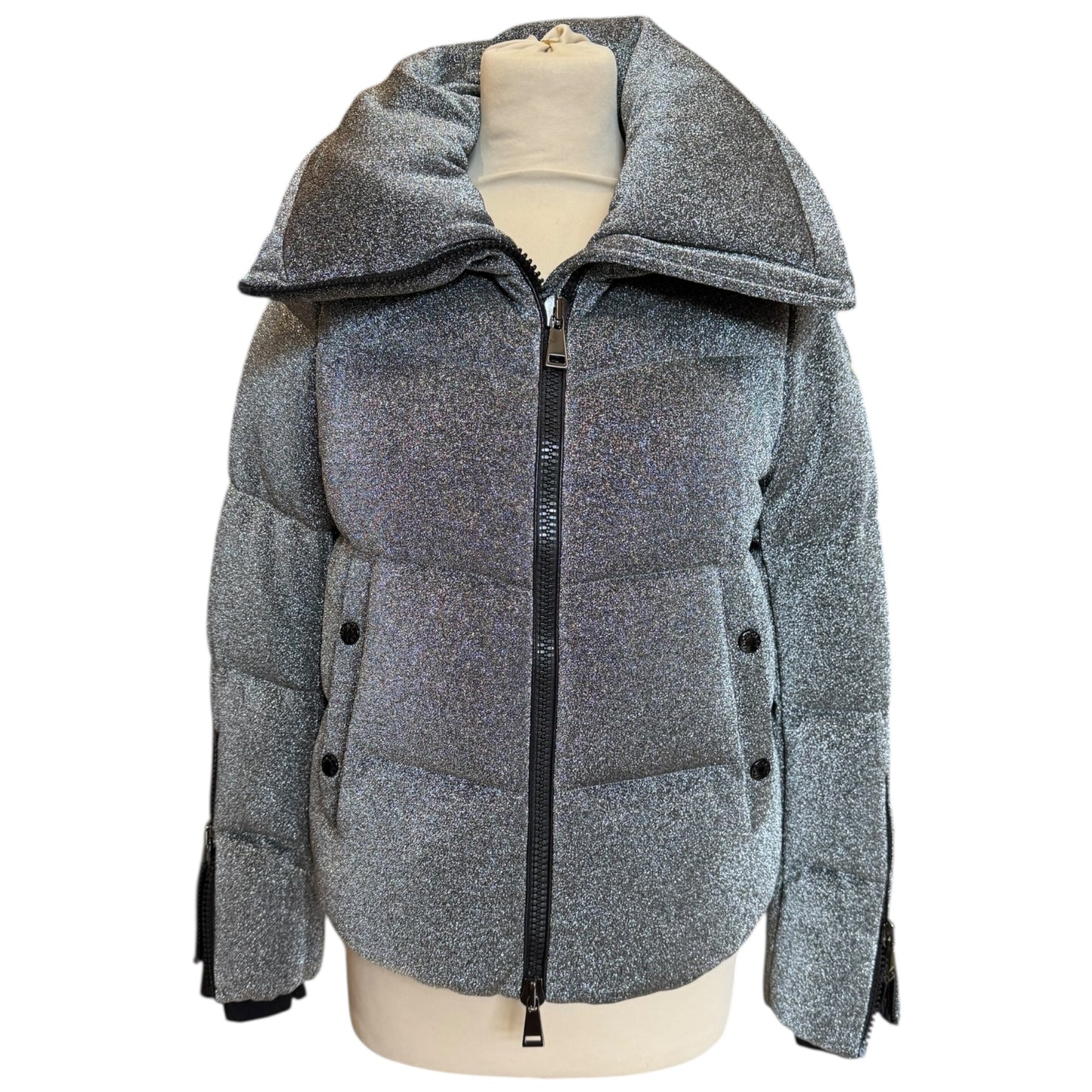 Moncler Bandama Silver Glitter Puffer Jacket - 8