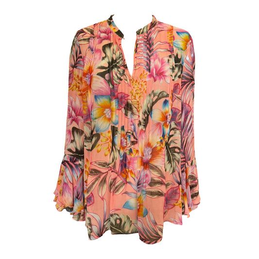 Luisa Cerano Pink Patterned Silk Top - 12