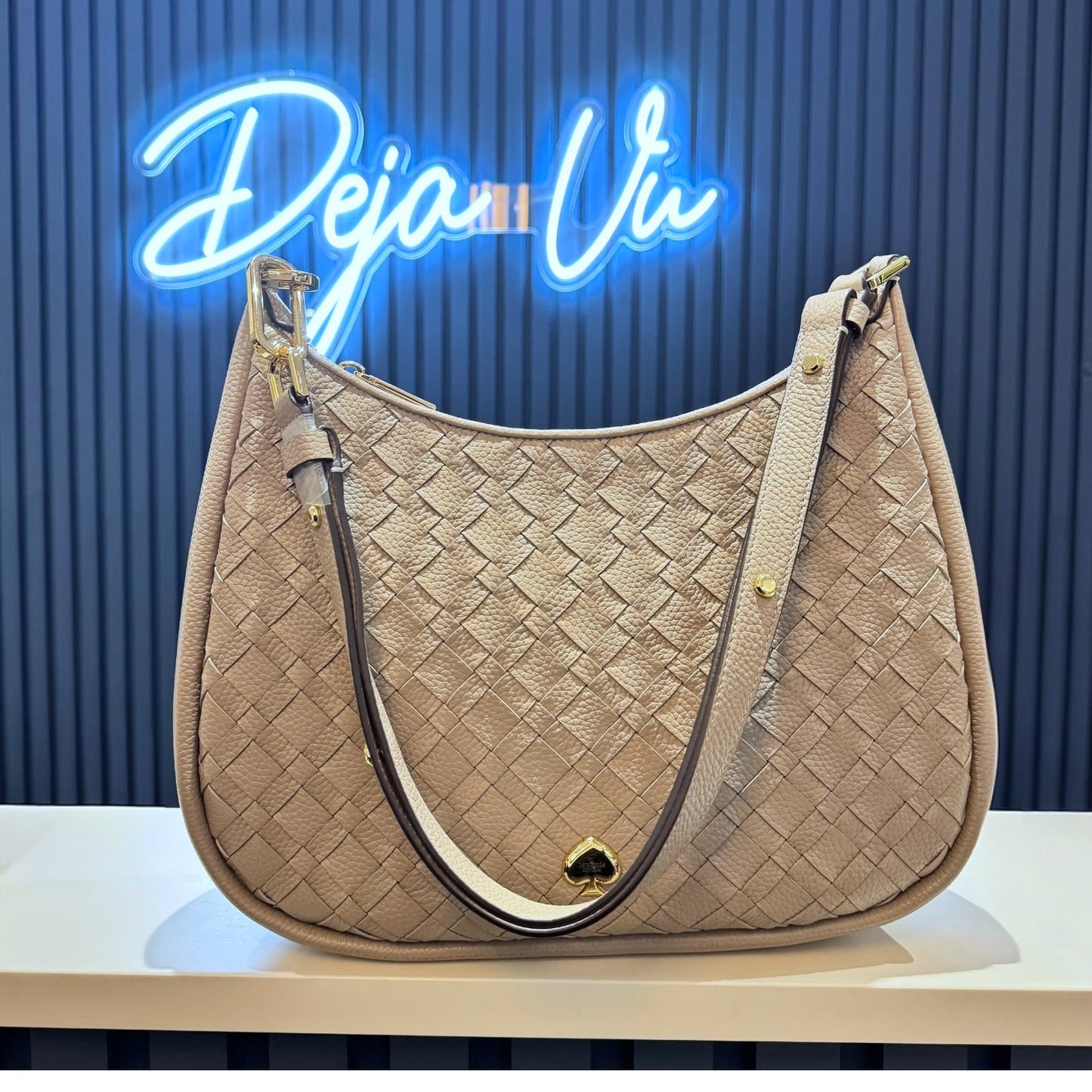 Kate Spade Kayla Woven Leather Large Shoulder Bag - NEW