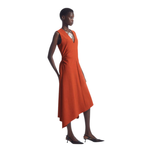 COS Orange Gathered Asymmetric Dress - 12