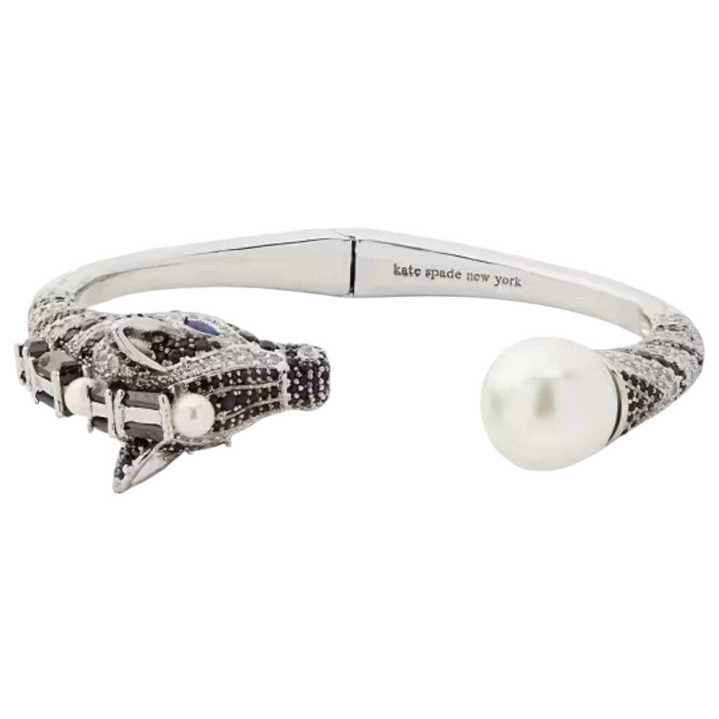 Kate Spade Earn Your Stripes Hinge Cuff Zebra Pearl Cubic Zirconia