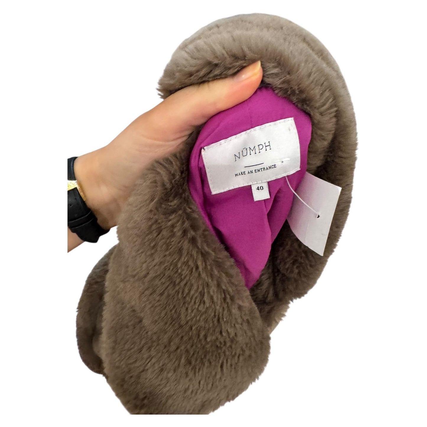 Numph Brown Faux Fur Coat - 14