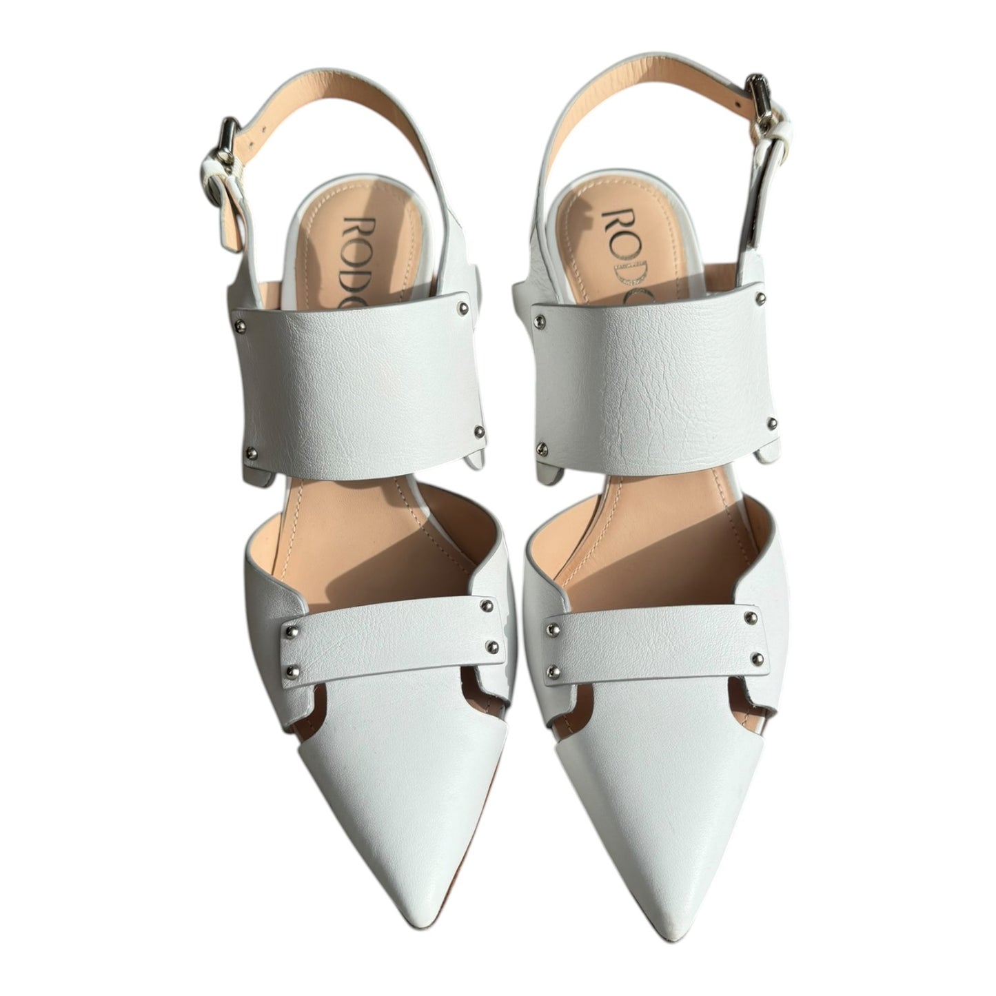 Rodo White Leather Heels - 38/5 - NEW