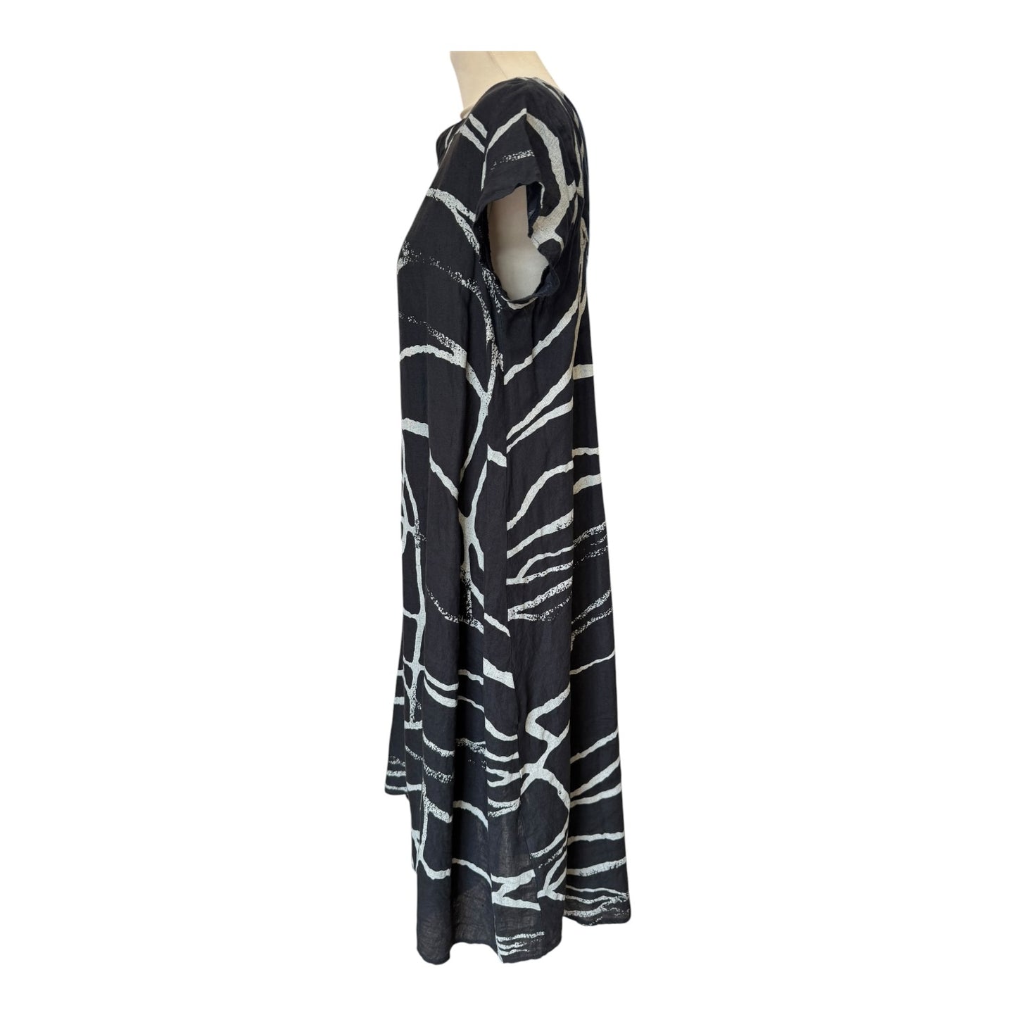 Thanny Black and Grey Linen Dress - 12/14