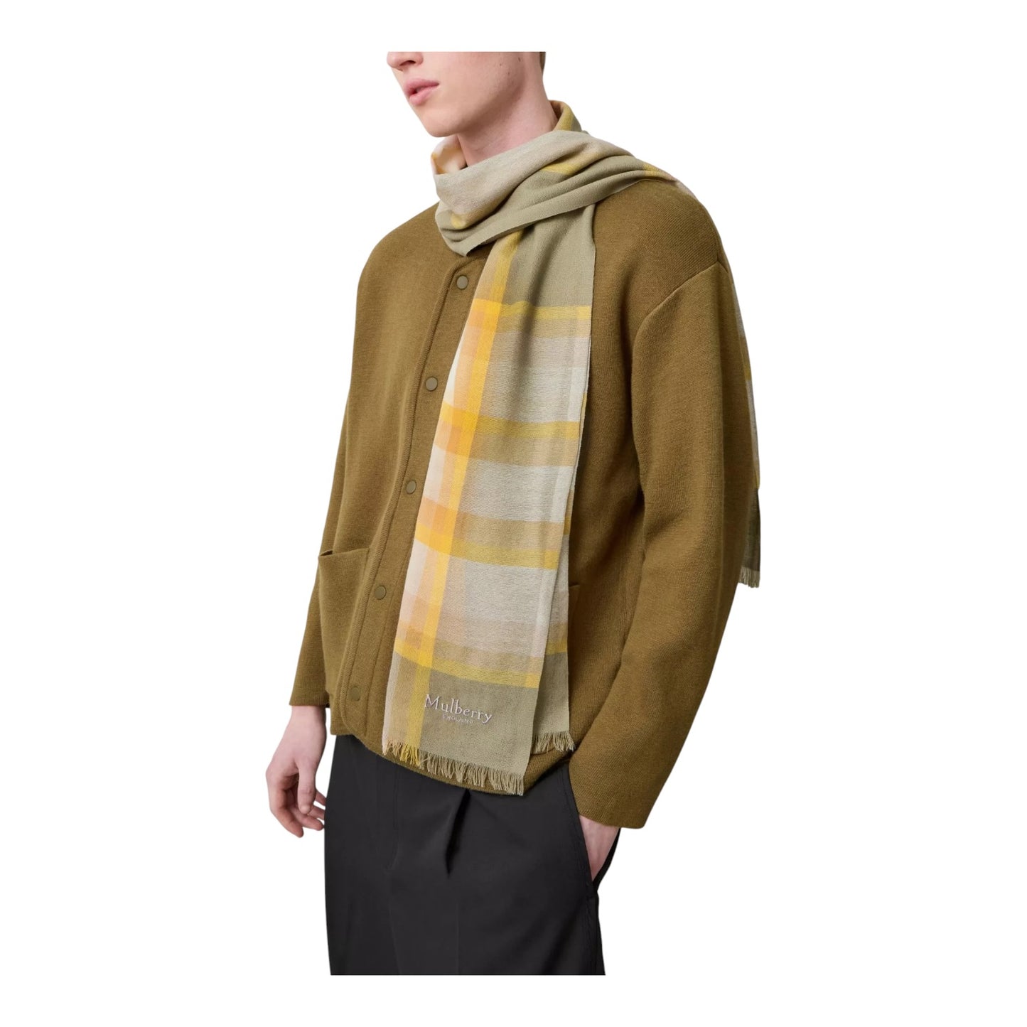 Mulberry Mega Check Green and Yellow Lightweight Scarf - NEW