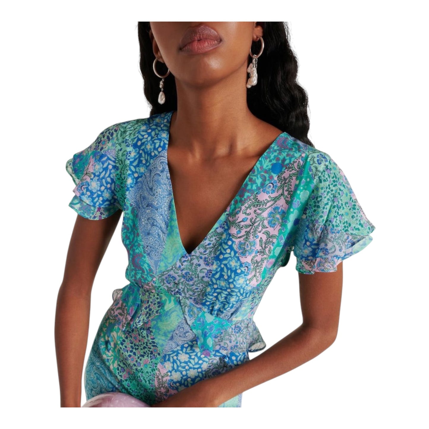 Rixo Thanvi Patchwork Silk Midi Dress - 10 - NEW