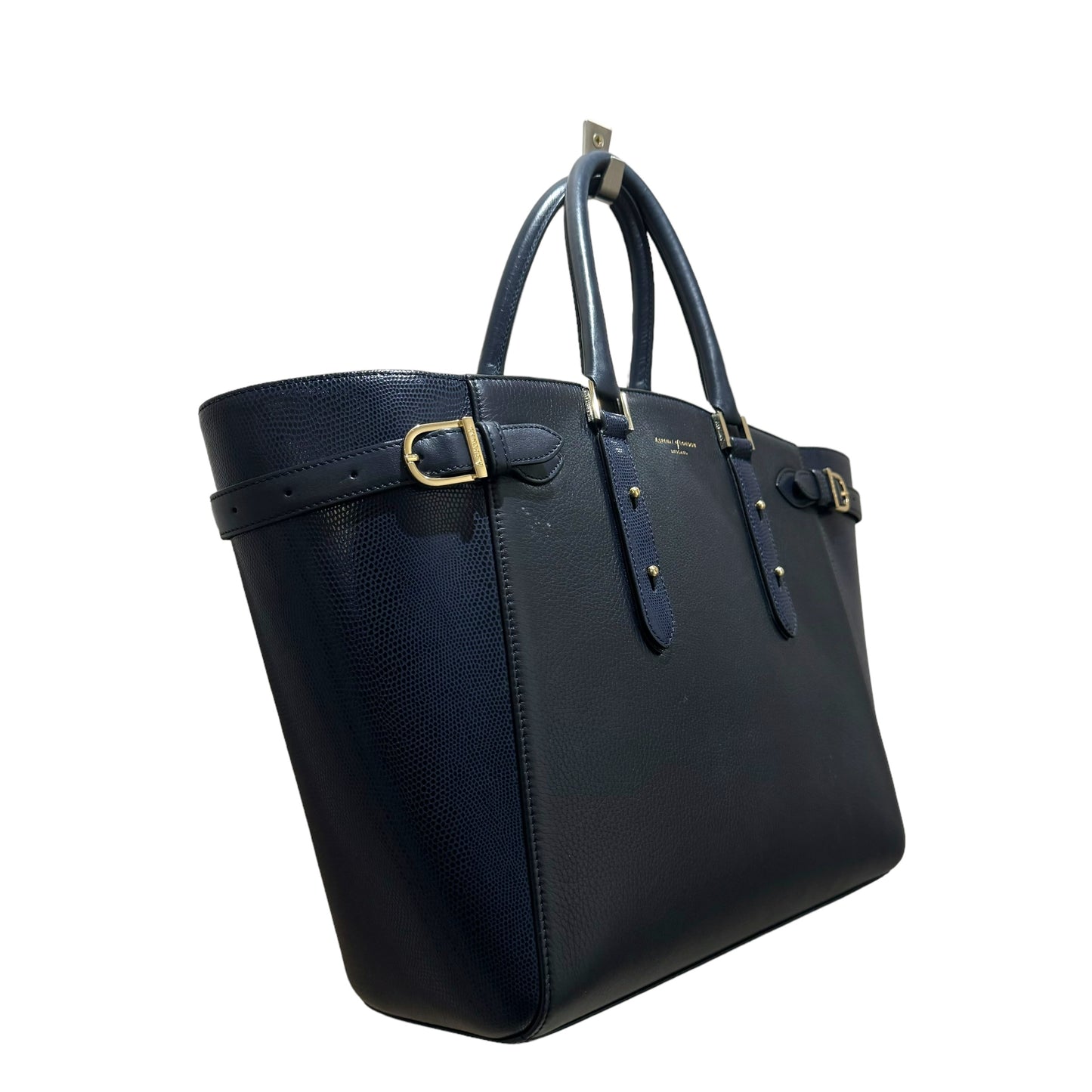 Aspinal Navy Tote Bag