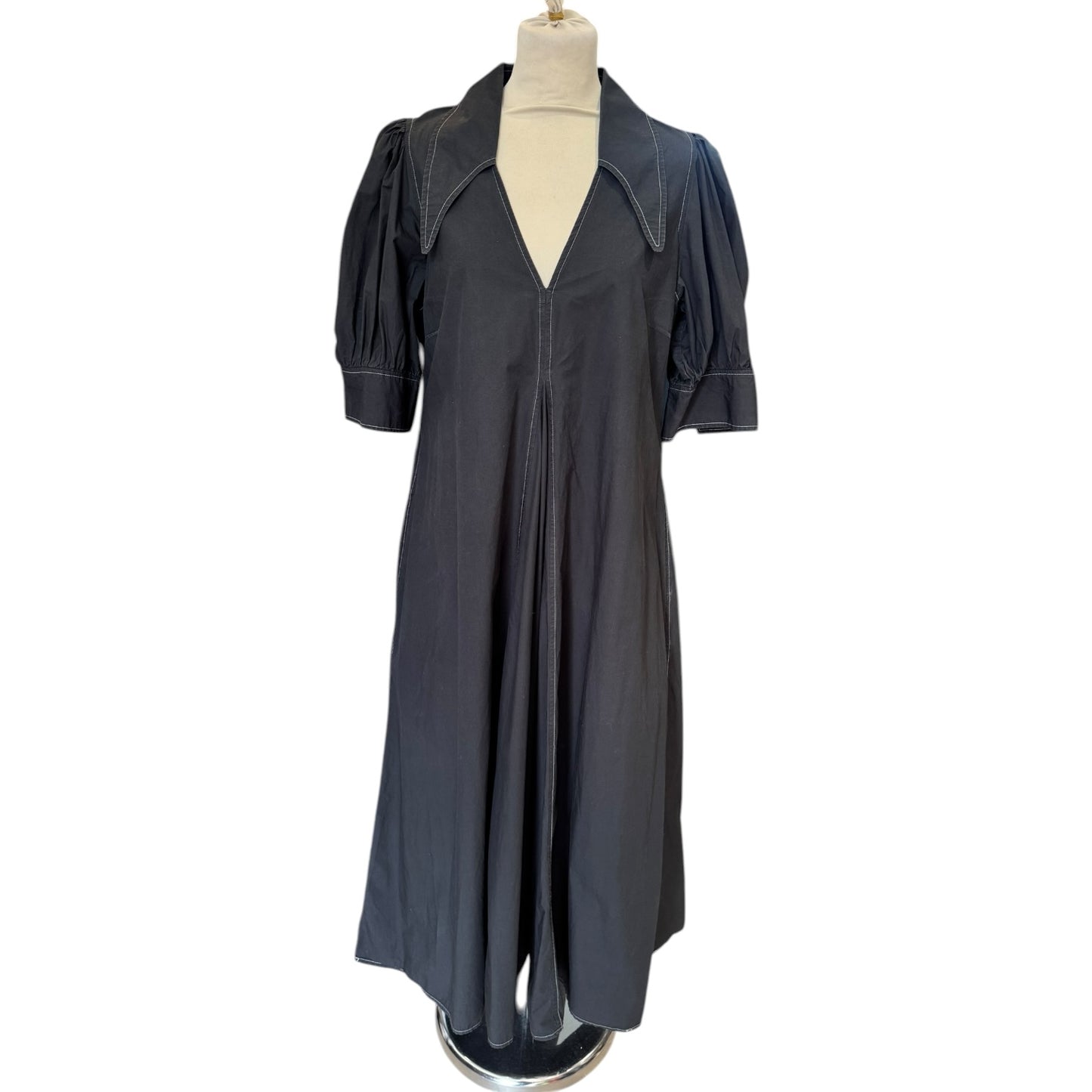 Ganni Black Collared Dress - 12