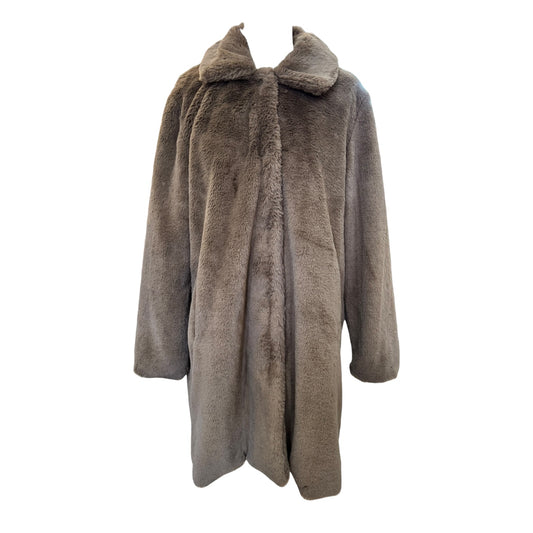 Numph Brown Faux Fur Coat - 14