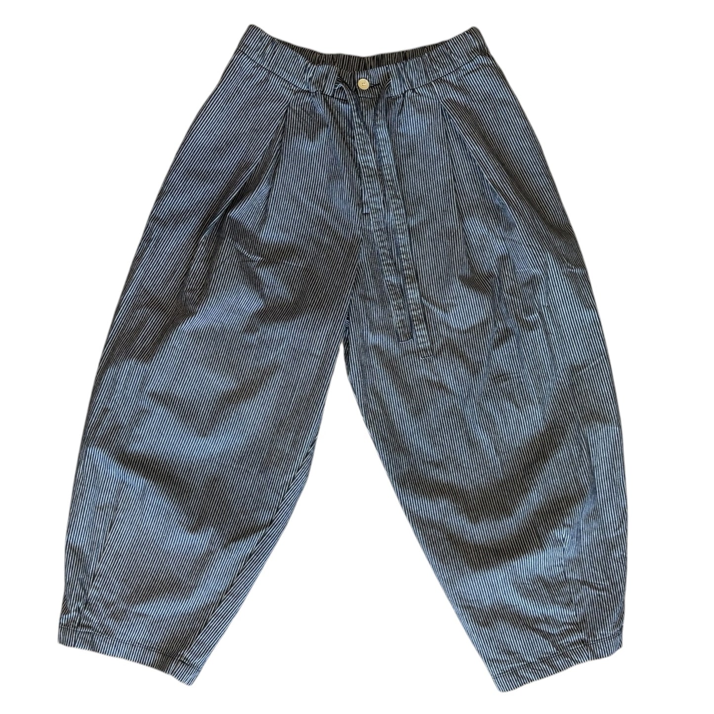 Toast Navy Pinstripe Barrel Leg Trousers - 14/16