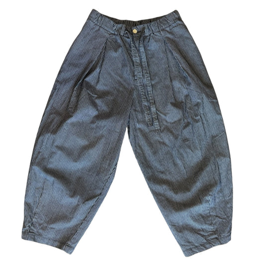 Toast Navy Pinstripe Barrel Leg Trousers - 14/16