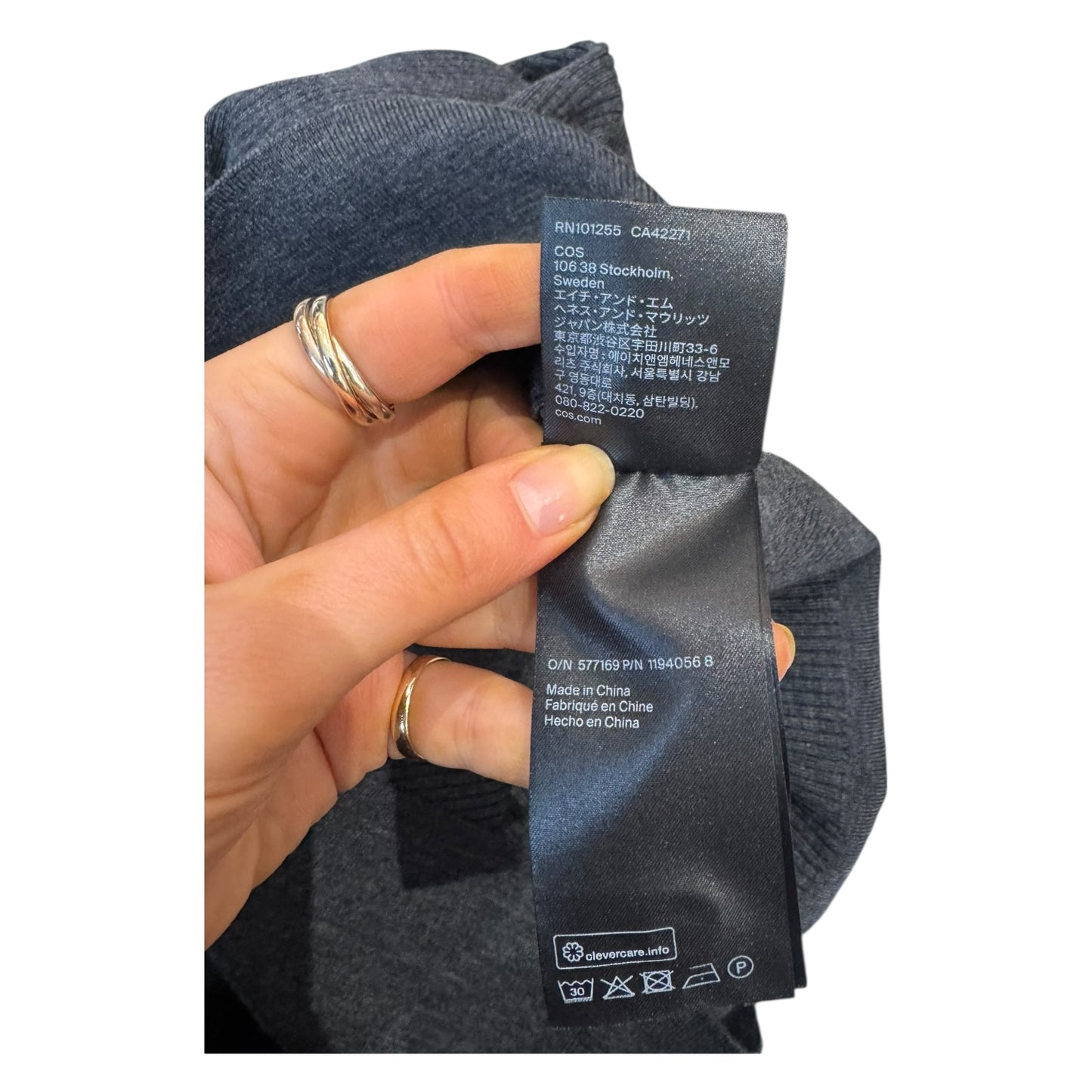 COS Grey Rib Wool Blend Cardigan - 12