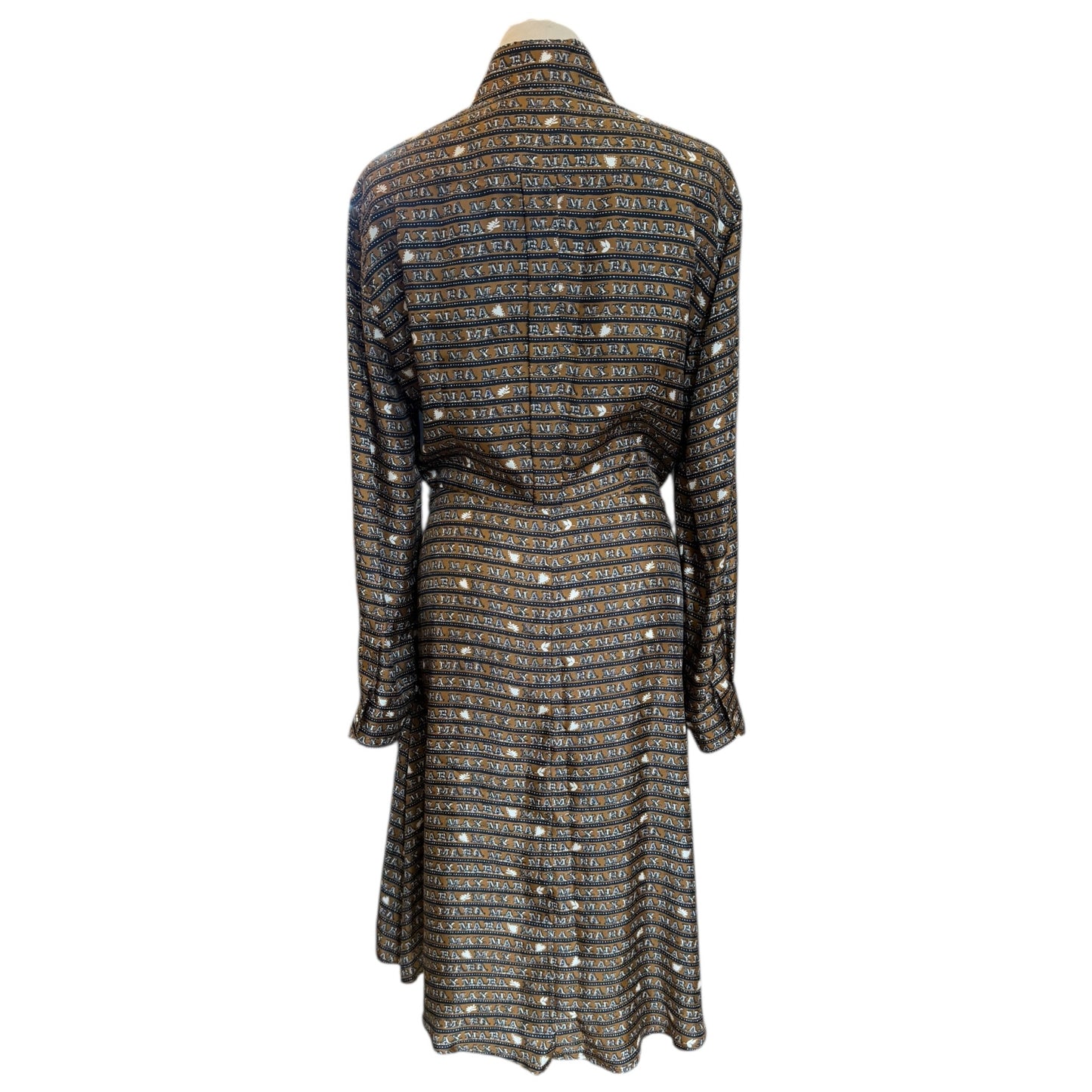 Max Mara Emmy Brown and Navy Silk Dress - 12