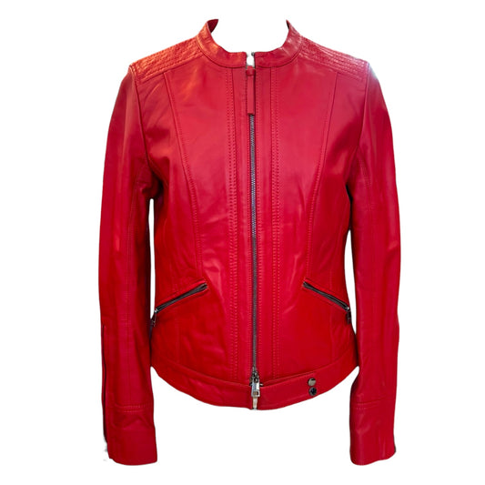 Marc Cain Red Leather Jacket - 10/12