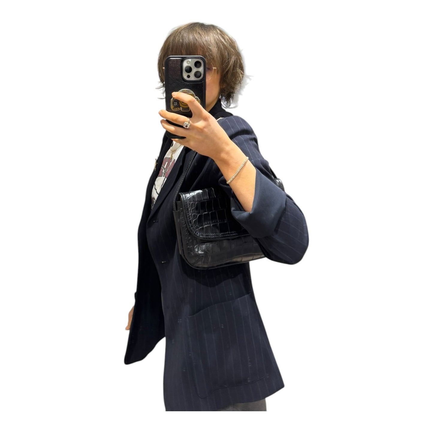 Weekend Max Mara Black Croc Crossbody Bag