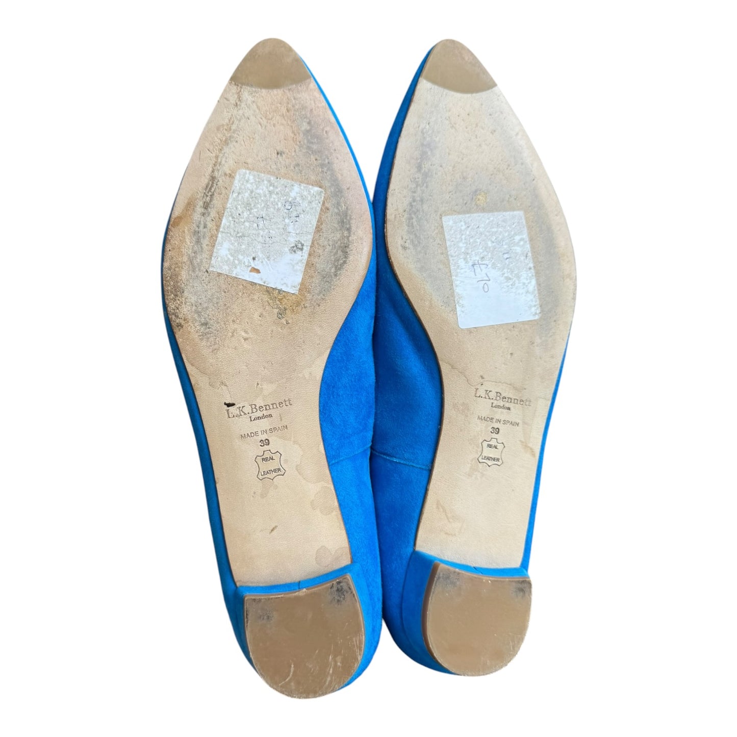LK Bennett Blue and Green Pointed Flats - 39/6