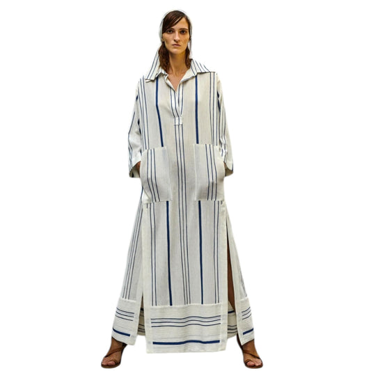 Christian Zen White and Blue Kaftan - 10/12/14