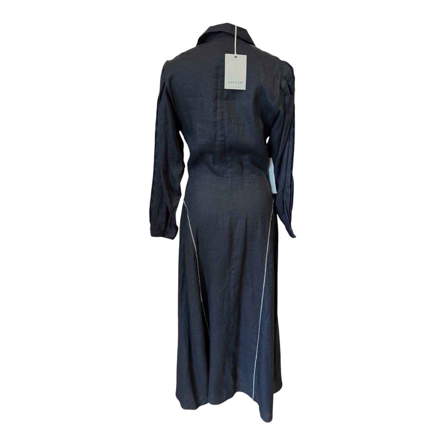 Jigsaw Black Linen Ric Rac Dress - 8 - NEW