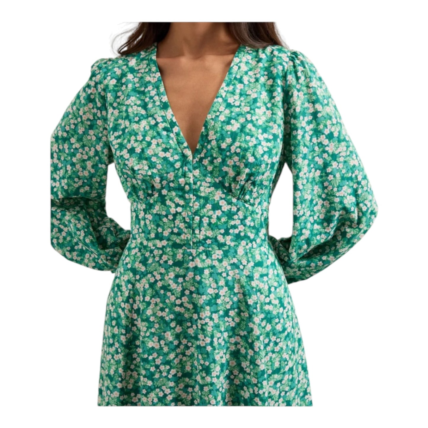 Cefinn Cora V Neck Dress in Green Blossom - 12