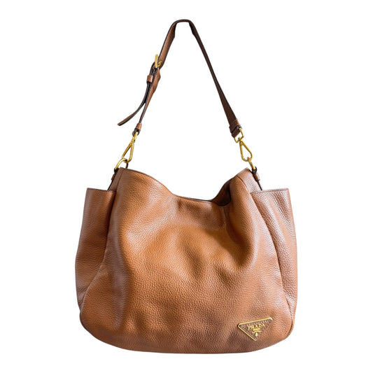 Prada Tan Vitello Daino Hobo Bag